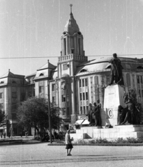 Magyarország, Debrecen, Kossuth tér, Kossuth-szoborcsoport (Margó Ede, Pongrácz Szigfrid 1914.)., 1958, Mészáros Zoltán, szobor, Kossuth Lajos-ábrázolás, szoborcsoport, Fortepan #44956