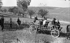 Magyarország, Felsőnána, 1959, Mészáros Zoltán, szekér, életkép, hordó, fogat, kád, Fortepan #45118