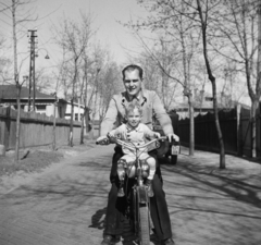 Magyarország, Budapest XXI., Korbuly László, a Weiss Manfréd Művek repülőgépgyárának igazgatója, 1939, Korbuly, motorkerékpár, apa, Weiss Manfréd-márka, Budapest, Fortepan #4530