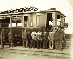 Romania,Transylvania, az aradi Weitzer János gépgyár benzinüzemű motorkocsija az Arad és Csanádi Egyesült Vasutak (ACsEV) vonalán., 1922, Morvay Kinga, railway, tableau, railroader, , Fortepan #45358