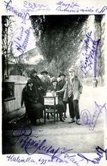 1926, Morvay Kinga, csoportkép, nők, utcakép, postaláda, férfi, kerítés, adománygyűjtés, Fortepan #45382