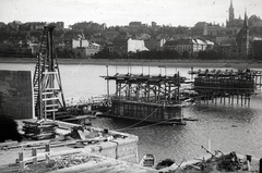 Hungary, Budapest, az épülő Kossuth híd., 1945, Fortepan, Kossuth-bridge, bridge, construction, picture, bridge building, Fortepan #45573