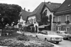 Ausztria, Kindberg, Hauptstrasse., 1972, Krasznai Gyula, német gyártmány, Opel-márka, Ford-márka, automobil, Opel Rekord P1, Ford Taunus P5, Fortepan #45860