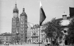 Lengyelország, Krakkó, Főtér (Rynek Glówny), Mária-templom., 1969, Krasznai Gyula, templom, tér, Bazilika, katolikus, torony, gótika, tégla-gótika, Fortepan #45867