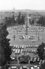 Olaszország, Róma, Piazza Popolo a Pincio-domb felől nézve., 1971, Krasznai Gyula, szökőkút, tér, obeliszk, kőoroszlán, szoborcsoport, Fortepan #45989