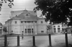 Románia,Erdély, Kolozsvár, Állami Magyar Színház., 1956, Lencse Zoltán, színház, szecesszió, kétnyelvű felirat, Art Nouveau, Márkus Géza-terv, Spiegel Frigyes-terv, Fortepan #46069