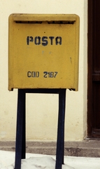 Románia, 1986, Urbán Tamás, utcabútor, színes, postaláda, Fortepan #46983