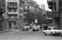 Svájc, Zürich, Sihlfeldstrasse, jobbra a Weststrasse torkolata., 1969, Nagy Gyula, kerékpár, Fortepan #50040