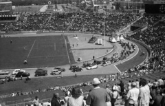 Magyarország, Népstadion, Budapest XIV., Színészek-Újságírók Rangadó (SZÚR)., 1969, Nagy Gyula, reklám, automobil, Budapest, Fortepan #50256