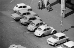 Magyarország, Budapest II., Margit körút (Mártírok útja) - Keleti Károly utca sarok., 1965, Nagy Gyula, brit gyártmány, jugoszláv gyártmány, Zastava-márka, Volkswagen-márka, automobil, Zastava 750, NSU-márka, Volkswagen Bogár, Morris-márka, Austin Morris 1100, NSU Typ 110, Budapest, Fortepan #50381