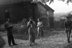 Hungary, Miskolc, a felvétel az avasi református templom harangtornya előtt készült.  , 1955, Nagy Gyula, camera, photography, Fortepan #50408