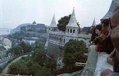 Magyarország, Halászbástya,budai Vár, Budapest I., kilátás a Gellért-hegy felé nézve., 1964, Nagy Gyula, színes, Schulek Frigyes-terv, Budapest, Fortepan #50423