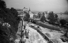 Magyarország, Budapest I., Szent Gellért lépcső, az Erzsébet híd lehajtójának építése., 1964, Nagy Gyula, építkezés, lépcső, árok, Budapest, Fortepan #50610