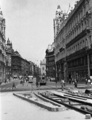 Magyarország, Budapest V., Szabad sajtó út a Március 15. tér felől nézve., 1964, Nagy Gyula, villamos, Budapest, Fortepan #50624