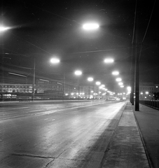 Hungary, Budapest IX., Petőfi híd, pesti hídfő., 1969, Fortepan, street view, night, Budapest, Fortepan #5071