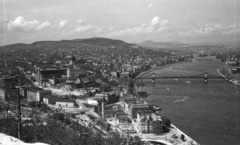 Magyarország, Budapest XI., a budai Vár, a Duna és a budai hegyek a Citadelláról nézve., 1964, Nagy Gyula, Budapest, Fortepan #50729