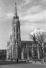 Magyarország, budai Vár, Budapest I., Szentháromság tér, Mátyás-templom a Tárnok utcából nézve., 1964, Nagy Gyula, templom, Budapest, Fortepan #50738