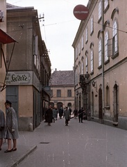 Hungary, Székesfehérvár, Kossuth utca a Hősök tere felé nézve., 1963, Nagy Gyula, colorful, street view, road sign, radio repair, Fortepan #50763