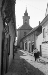 Magyarország, Szentendre, Görög utca, szemben a Blagovesztenszka görögkeleti templom., 1966, Nagy Gyula, templom, utcakép, Fortepan #50784