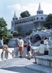 Hungary, Budapest I., Halászbástya, a Schulek lépcső Hunyadi János szobra felől nézve., 1963, Nagy Gyula, colorful, skirt, Budapest, Fortepan #50823