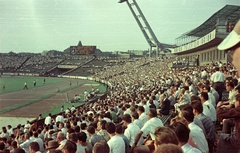 Hungary, Népstadion, Budapest XIV., 1963. június 30., Ferencváros - Szegedi EAC 3:1 bajnoki labdarúgó-mérkőzés., 1963, Nagy Gyula, colorful, audience, Budapest, Fortepan #50852