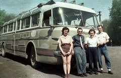 Hungary, Mátraháza, autóbusz-állomás., 1963, Nagy Gyula, colorful, bus, Hungarian brand, Ikarus-brand, Fortepan #50855