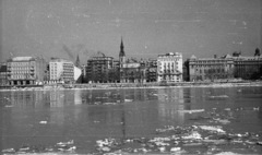 Hungary, Budapest V., Petőfi tér a budai alsó rakpart felől nézve., 1963, Nagy Gyula, ice breaking, Budapest, Fortepan #50857