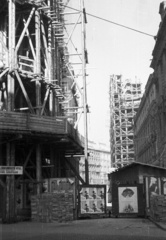 Hungary, Budapest V., Duna utca a Váci utca felől nézve., 1963, Nagy Gyula, scaffolding, Budapest, Fortepan #50871