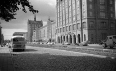 Németország, Rostock, Lange Strasse., 1962, Nagy Gyula, autóbusz, Trabant-márka, magyar gyártmány, teherautó, Ikarus-márka, Wartburg-márka, Ikarus 31/311, NDK, Tatra 141, Fortepan #50908