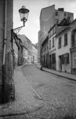 Németország, Rostock, az Amberg a Faule Strasse sarkától a Petrikirche felé nézve., 1962, Nagy Gyula, NDK, Fortepan #50970