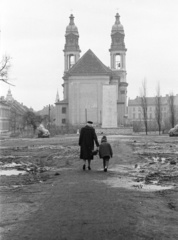 Magyarország, Pápa, Fő tér, Nagytemplom., 1961, Nagy Gyula, templom, katolikus, Fellner Jakab-terv, Fortepan #51053