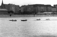 Magyarország, Budapest IX., motorcsónak verseny, háttérben a Közraktár utca házai., 1960, Nagy Gyula, sport, motorcsónak, Budapest, Fortepan #51086