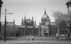 Magyarország, Budapest V., Kossuth Lajos tér, Parlament., 1960, Nagy Gyula, Steindl Imre-terv, vörös csillag, országház, neogótika, eklektikus építészet, Budapest, Fortepan #51210