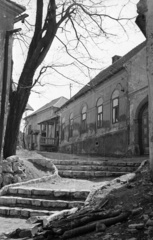 Magyarország, Veszprém, feljáró a Tűztoronyhoz a Vár (Tolbuhin) utcánál., 1956, Nagy Gyula, lépcső, Fortepan #51530