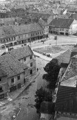 Magyarország, Sopron, látkép a Tűztoronyból, szemben az Ikvahíd, háttérben a Balfi út házai., 1957, Nagy Gyula, háztető, látkép, Fortepan #51704