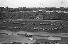 Magyarország, Népstadion, Budapest XIV., a XII. Főiskolai Világbajnokság záróünnepsége, 1954. augusztus 8., 1954, Nagy Gyula, tömeg, stadion, Budapest, Fortepan #51790