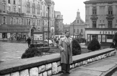 Magyarország, Pécs, Széchenyi tér., 1953, Nagy Gyula, templom, áruház, Fortepan #51845