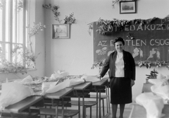 1965, Fortepan, school, classroom, education, festive, flower, teacher, Fortepan #5196