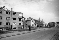 Hungary, Budapest XI., Budaörsi út a Muskotály köztől a Holdvilág utca felé nézve., 1945, Kramer István dr, Kunszt János, war damage, ruins, Budapest, Fortepan #52068