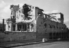 Hungary, Budapest XII., Németvölgyi út, Farkasréti temető, a lerombolt Keresztes Szent János-temetőkápolna., 1945, Kramer István dr, Kunszt János, war damage, ruins, Budapest, Fortepan #52091