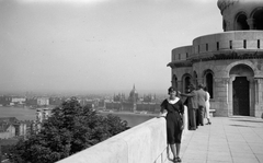 Hungary, Halászbástya, Budapest I., kilátás a Parlament felé., 1936, Romák Éva, Frigyes Schulek-design, parliament, Budapest, Fortepan #53275