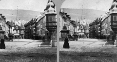 Svájc, Neuchâtel, Place des Halles., 1900, Fortepan, utcakép, sztereófotó, Fortepan #53485