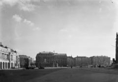 Magyarország, Budapest V., Kossuth Lajos tér déli része a Rákóczi szoborral., 1951, UVATERV, szobor, teherautó, trolibusz, április 4, lovas szobor, Budapest, II. Rákóczi Ferenc-ábrázolás, Fortepan #5363