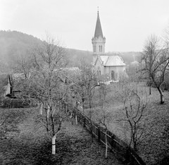 Slovakia, České Brezovo, evangélikus templom., 1959, Zsanda Zsolt, Vajszada Károly, Czechoslovakia, church, Fortepan #53832