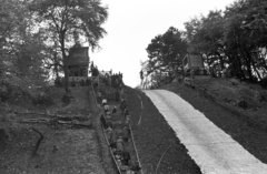 Magyarország, Budapest XII., Svábhegy, síugró sánc, műanyag borítású landolópálya., 1958, Lencse Zoltán, síugrás, síelés, síugrósánc, Budapest, Fortepan #54601