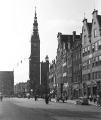 Lengyelország, Gdańsk, Hosszú Piac (Dlugi Targ), Városháza., 1958, Lencse Zoltán, torony, középület, gótika, reneszánsz, Fortepan #54729