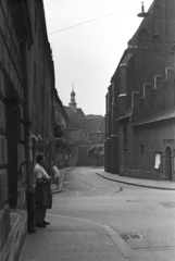 Lengyelország, Krakkó, ulica swietego Marka, jobbra a Szent Márk-templom., 1958, Lencse Zoltán, utcakép, Fortepan #54760