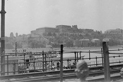 Magyarország, Budapest V., a romos budai Vár a Vigadó (Molotov) térről fotózva., 1954, Fortepan, hajó, korlát, hajóállomás, Budapest, Fortepan #5499