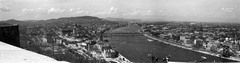 Hungary, Budapest XI., Gellérthegy, panoráma a Citadelláról észak felé nézve., 1963, Nagy Gyula, bridge, bridge building, Budapest, Fortepan #55061