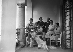 1932, Magyar Bálint, family, dog, tableau, terrace, Fortepan #55479